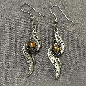 Harley Davidson Sterling Silver Earrings Opal Stones